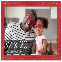 Shabby Chic Red Picture Frame - UV Acrylic, Backing Board, Hanging Hardware Included