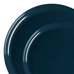 Navy Flat Round Disposable Plastic Dinnerware Value Set (120 Guests)