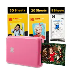Kodak Step Mobile Instant Photo Printer 2x3" & Zink Photo Paper (75 Sheets) Bundle Pink