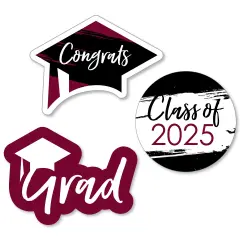 Big Dot of Happiness Maroon 2025 Graduation Party - DIY Shaped Cut-Outs - 24 Count