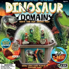 Toys By Nature: Dinosaur Domain - DIY Biosphere Terrarium Starter Kit, Grow Prehistoric Plants, Jurassic Park Garden, Boulders & T-Rex Figure, Kids 4+