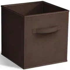 Sorbus Foldable Storage Cube - 11 Inch Closet Organizer and Storage Basket with Handles 1 Pc Chocolate
