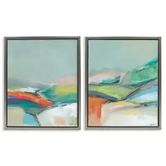 Stupell Industries Impressionist Pastel Landscape 2 pc Framed Floater Canvas Wall Art Set Design by Jan Weiss