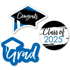 Big Dot of Happiness Blue 2025 Graduation Party - DIY Shaped Cut-Outs - 24 Count