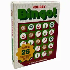 Grand Prix International: Bingo Scratch Card Game: Holiday - Entertaining Party Activity, Reveal 5 Snowflakes In A Row To Win, 26 Themed Cards