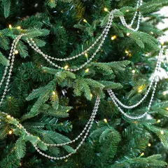 Northlight Shiny Beaded Christmas Garland -15' x .25" - Silver - Unlit