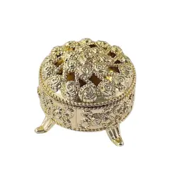 12 Metallic Gold 2.5 in Mini Round Candy Gift Boxes Vintage FAVOR HOLDERS Party