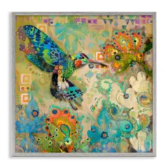 Stupell Industries Boho Hummingbird Pattern Framed Giclee Art Gray Frame