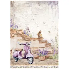 Stamperia Rice Paper Sheet A4-Lavender Vespa