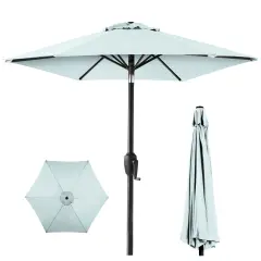 Best Choice Products 7.5ft Heavy-Duty Outdoor Market Patio Umbrella w/ Push Button Tilt, Easy Crank Baby Blue