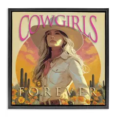 Stupell Industries Cowgirls Forever Portrait Framed Floater Canvas Wall Art Design by Steve Hunziker