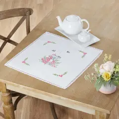 HerrschnersBirdbath Garden Table Topper Stamped Embroidery Multi