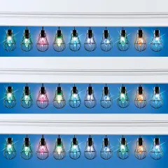 Collections Etc Solar Powered Color-Changing Lightbulbs Outdoor String Lights Lightb