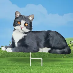 Collections Etc Realistic Cat with Solar Powered Eyes Outdoor Garden Stake