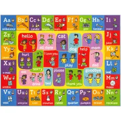KC Cubs: Educational Rug: ABC Alphabet ASL Sign Language - 3x5' Playmat - Interactive Play, Activity Area Carpet, Bedroom-Classroom, Baby-Toddler-Kids
