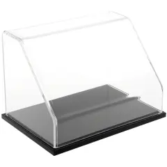 Plymor Clear Acrylic Slanted Front Display Case, 9" W x 6" D x 6" H Black