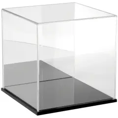 Plymor Clear Acrylic Display Case, 10" x 10" x 10" Black (Mirrored)