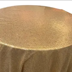 1 Yard Glitz Sequin Tablecloth Round 120 Inch Sparkling Polyester Linen for Weddings and Events Gold