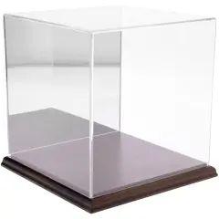 Plymor Clear Acrylic Display Case, 8" x 8" x 8" Hardwood (Mirrored)