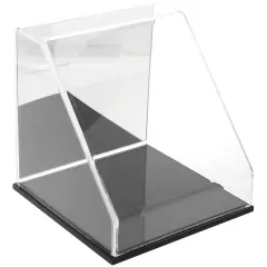 Plymor Clear Acrylic Slanted Front Display Case, 10" x 10" x 10" Black (Mirrored)
