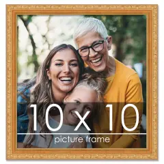 10x10 Museum-Quality Picture Frame with UV-Resistant Acrylic & Acid-Free Backing, Available in 4 Finishes - Gold, Silver, Bronze, and Black
