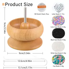 8000 Pieces The Upgrade Version Wooden Bead Spinner with 2 Pcs Big Needles and 1 Surprise Gift Pack for Jewelry Making Tools,Quickly Stringing Beads Tool