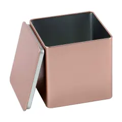 Square Tin Can Empty Cube Steel Box Storage Container kit 65mm Series for Treats, Gifts, Favors, Loose Tea, Coffee and Crafts, Rose Gold, 3S