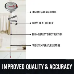 Candy Thermometer with Pot Clip - Deep Fry Oil Thermometer for Frying - Cooking Thermometer for Frying Oil Candle Making Hot Oil Deep Fryer Thermometer 8" Side of Pot Thermometer