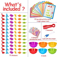 Toys Matching Games for Kids with Sorting Bowls Toddler Learning Activities Manipulatives Preschool Must Have Counters Montessori Fine Motor Skills Toys Age 2 3 4 5 Years (102 PCS)