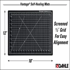 Self-Healing Cutting Mat, 12"x18", 1/2" Grid, 5 Layers for Max Healing, Perfect for Crafts & Sewing, Black