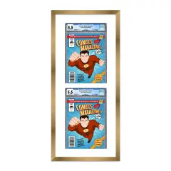 Comic Book Display Frame for CGC, PGX Graded, Slabed Comics - Bronze Wood Comic Frame With White Mat for 8.125x13 Comics, 18 Frame Sizes