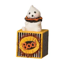 Bethany Lowe by Artist Michelle Allen Halloween Boo on Block 4 Inch Figurine
