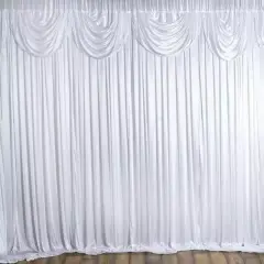 20 ft x 10 ft WHITE Satin Valance BACKDROP Wedding Party Photo Booth Decorations
