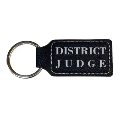 Keychain - Rectangle - District Judge - Leather Black/Silver