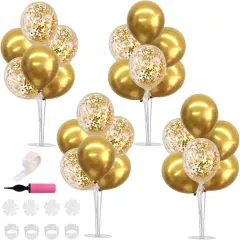 4 Set Gold Balloon Centerpieces for Table, Balloon Stand Kit