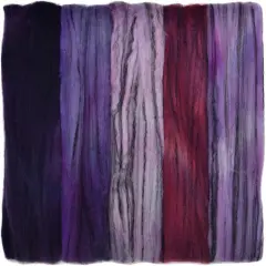 5oz Merino Tencel, Hand Dyed: Soft Lustrous Wool Combed Top Roving for Spinning, Felting, Weaving, and Textiles. Purple Haze