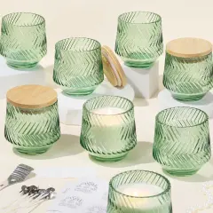 8 Pcs 7 OZ Light Green Candle Jars