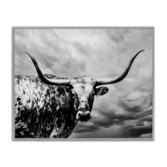 Stupell Industries Spotted Longhorn over Clouds Framed Giclee By PHBurchett