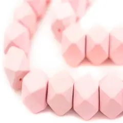 The Bead Chest Pink Cornerless Cube Wood Beads: 20mm Diamond Cut Natural Organic Beads for Jewelry Making