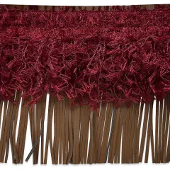 5 yards of 6" Leather And Hairy Gimp Fringe Trim | 5 yard cut Burgundy Multi