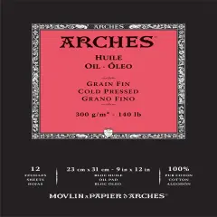 Arches Huile Cold Pressed Oil Pad 9"X12"- 140lb, 12 Sheets