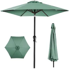 Best Choice Products 10ft Outdoor Steel Market Patio Umbrella w/ Crank, Tilt Push Button, 6 Ribs Seaglass