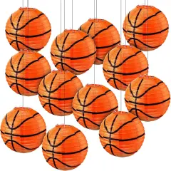 12 Pcs Basketball Paper Lanterns Party Decorations 8 Inch Hanging Basketball Decorations Paper Ceiling Decor Centerpieces