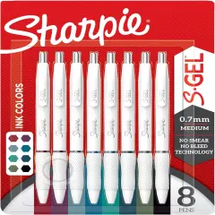 Fashion Barrel Gel Pens, Pearl White Body, Medium (0.7mm) Point, Bold Ink Colors, 8 Count