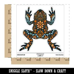 Water Bottle Sticker Set Floral Flower Frog Toad Fern Leaves Vines Cute Waterproof Vinyl Stickers Pack Decal, Skateboard, Laptop, Car, Window, Bumper - 5 Pack