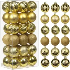 2.36" Christmas Ball Ornaments 36 Pcs Christmas Tree Decorations Set Shatterproof Small Gold Christmas Ornaments Balls with Hanging Loop for Holiday Party Wreath Xmas Tree Decor