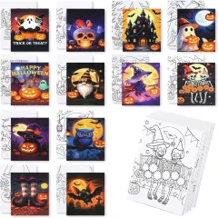 12 Packs Halloween Pre Drawn Canvas to Paint(halloween)