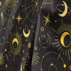 1 Yard Black Gold Midnight Sky Spandex Fabric Four Way Stretch Activewear Swimwear Costume Leggings Material 58/60 Inch Width
