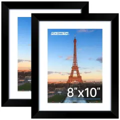 8x10 Picture Frame, Black Photo Frame with HD Plexiglass, Display Pictures 5x7 with Mat or 8x10 Without Mat, Picture Frames Collage for Tabletop or Wall Display, 2 Pack