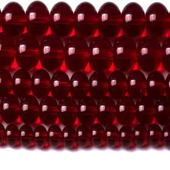 Smooth Garnet Red Glass Crystal Round Loose Beads For Jewelry Making